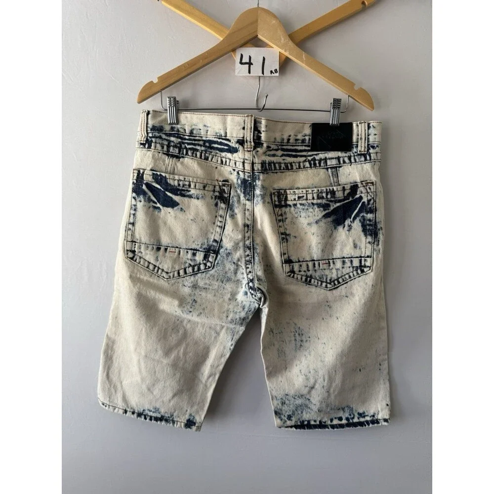 Road Narrows Denim Shorts Mens Acid Wash Distressed 5-Pocket Regular Fit